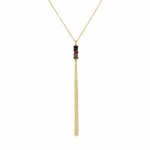 N1165 S925 Rainbow Tourmaline Lariat Necklace